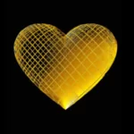 golden heart with black background