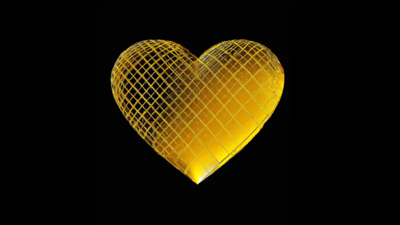 golden heart with black background