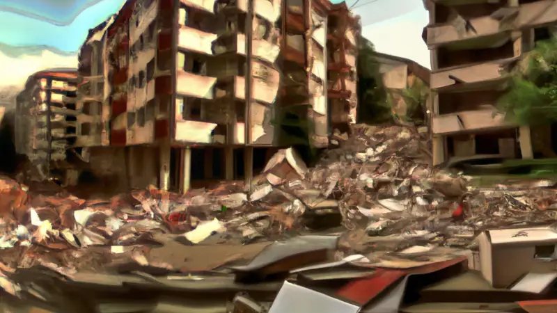 Collapsed building after an earthquake