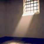 inside of a jail cell with light coming in through the window