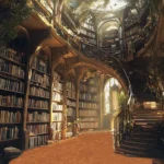 Inside a neat library full of books