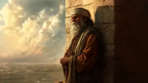 Jeremiah the prophet with Jerusalem in the background