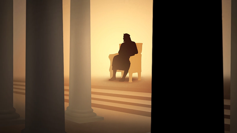 Animation of a king on a throne