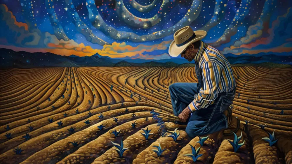 Man sowing seed in a field