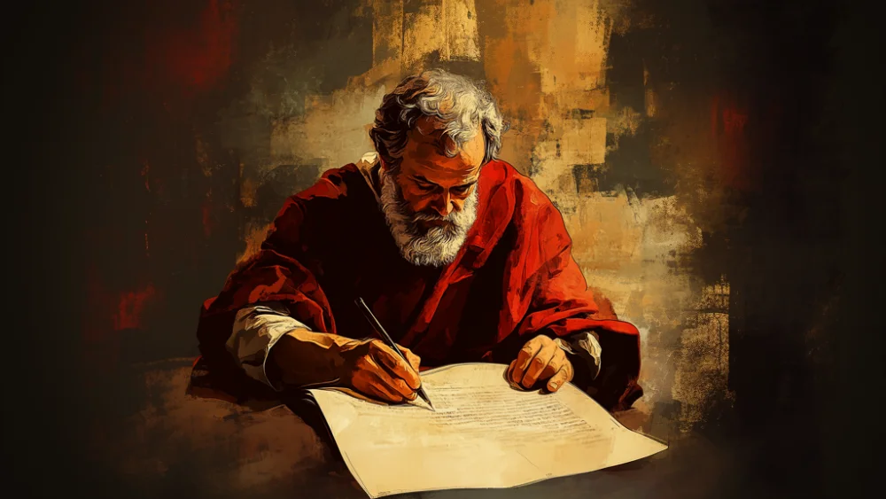 Paul writing Romans