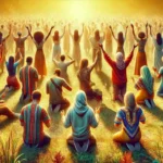 People worshiping God with prayer and song and worship