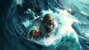 Prophet Jonah in the sea