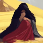 sad arab woman crying in the desert