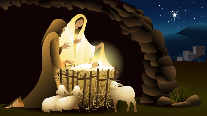 The birth of Jesus in the manger