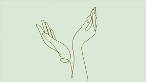 hands in praise on green background