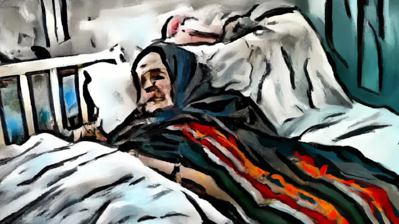 old arab woman on her deathbed