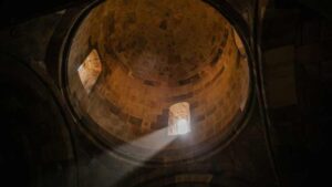 light coming in through window in church