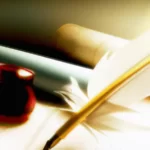 ريشة وحبر على لفافة