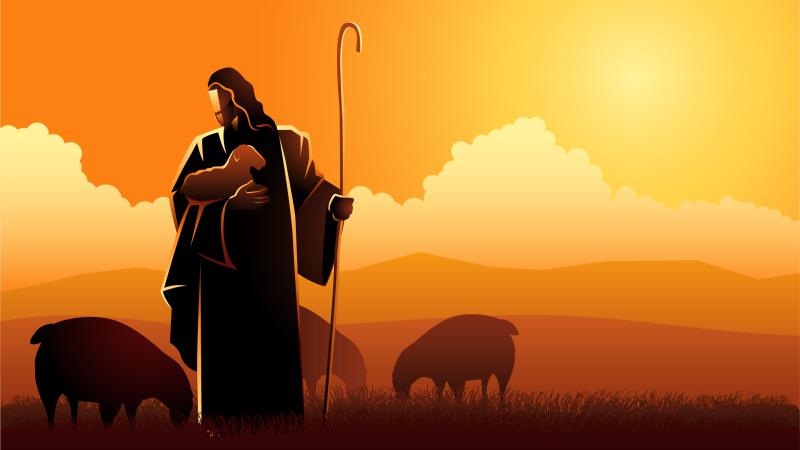 animation of jesus as shepherd with sheep