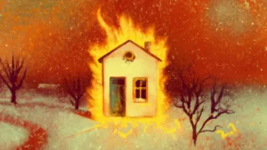 small house on fire