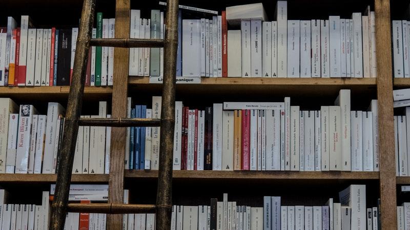 book shelf in a library