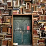 Door surrounded by books