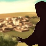 صورة ظلية لامرأة أمام مستوطنة قرية